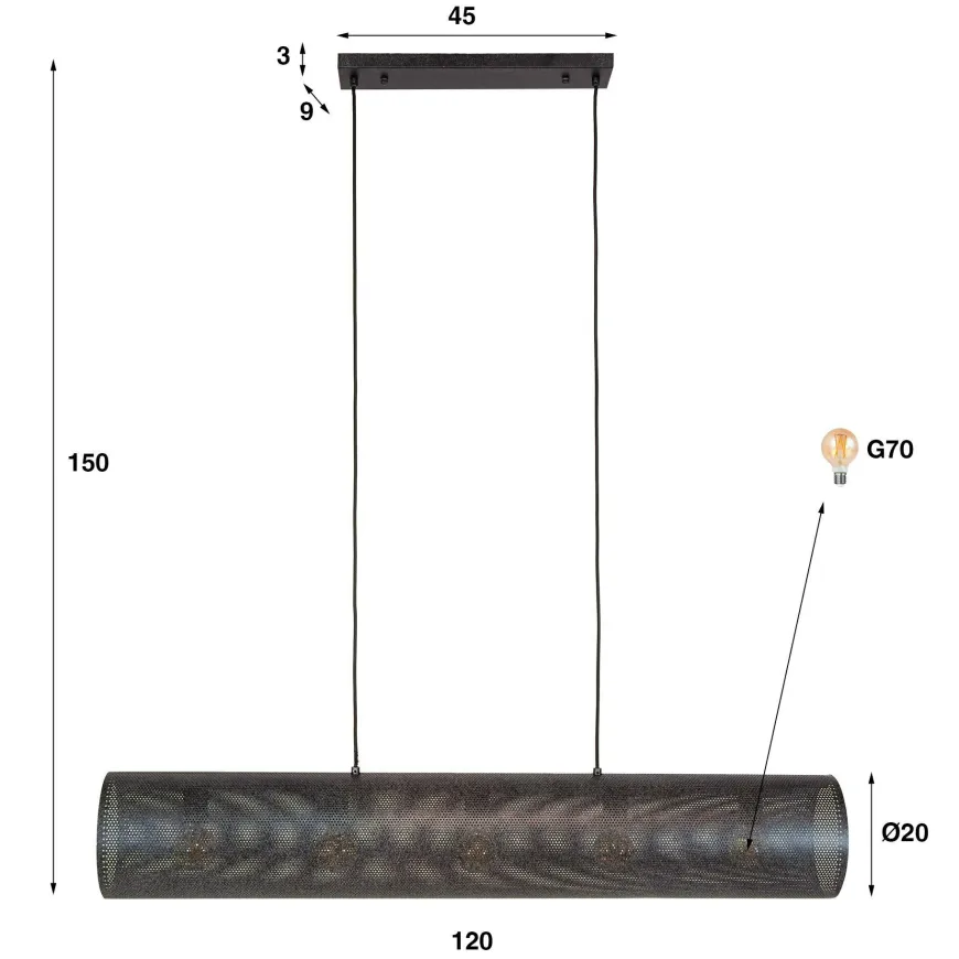 WoonStijl Hanglamp 5L koker mesh