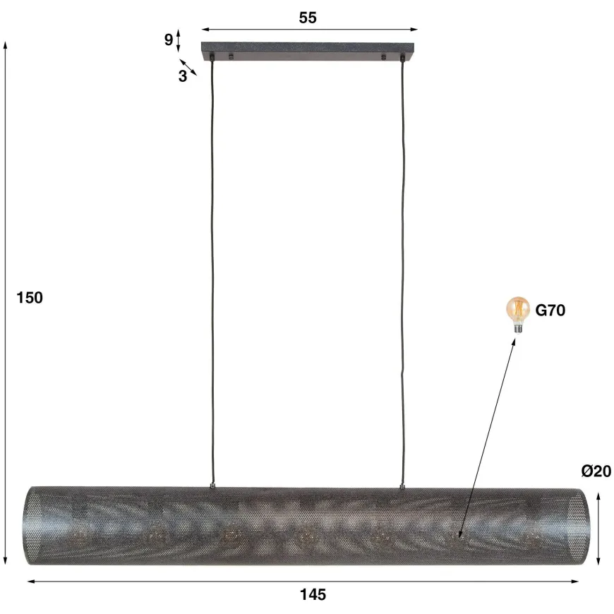 WoonStijl Hanglamp 7L koker XL mesh