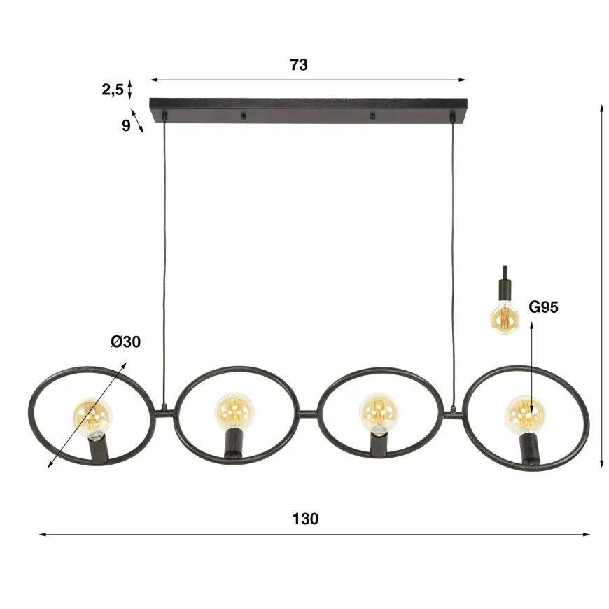 WoonStijl Hanglamp 4L Loop