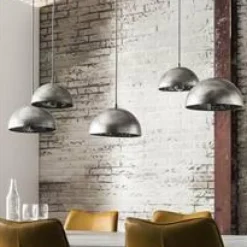 WoonStijl Hanglamp 5L met crossbar en old silvery mirror inside. / Old silvery finish