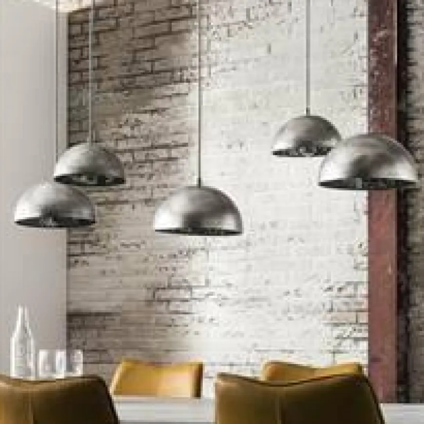 WoonStijl Hanglamp 5L met crossbar en old silvery mirror inside. / Old silvery finish