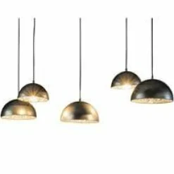 WoonStijl Hanglamp 5L met crossbar en old silvery mirror inside. / Old silvery finish