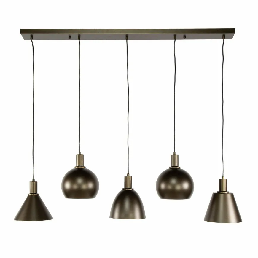 WoonStijl Hanglamp 5L Metallo mix Sienna bruin