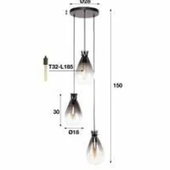WoonStijl Hanglamp 3L nugget shaded