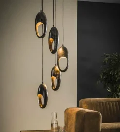 WoonStijl Hanglamp 5L open oog getrapt / Oud zilver