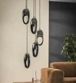 WoonStijl Hanglamp 5L open oog getrapt / Oud zilver