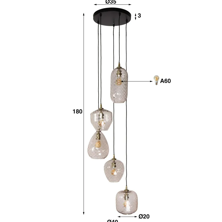 WoonStijl Hanglamp 5L patch pattern getrapt