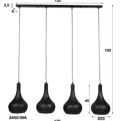 WoonStijl Hanglamp 4L Punch Kegel zwart-bruin