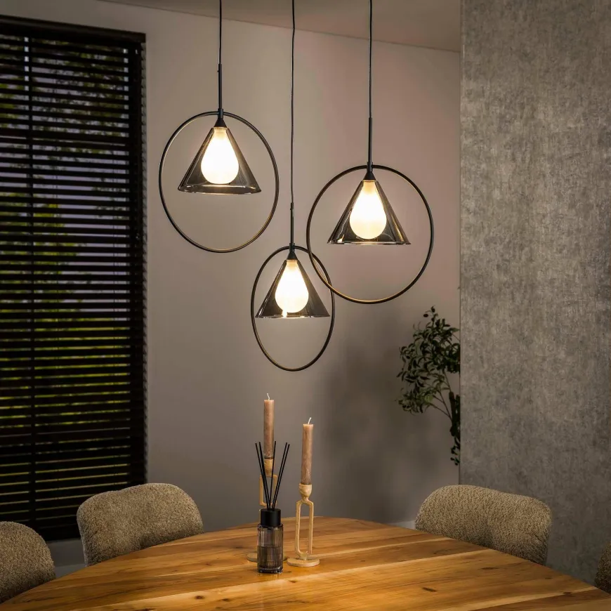 WoonStijl Hanglamp 3L ring getrapt tapse kap (G9)