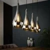 WoonStijl Hanglamp 4L silver drop glass