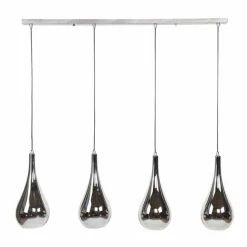 WoonStijl Hanglamp 4L silver drop glass