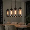 WoonStijl Hanglamp 4L smoke glas-geperforeerd staal