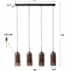 WoonStijl Hanglamp 4L smoke glas-geperforeerd staal