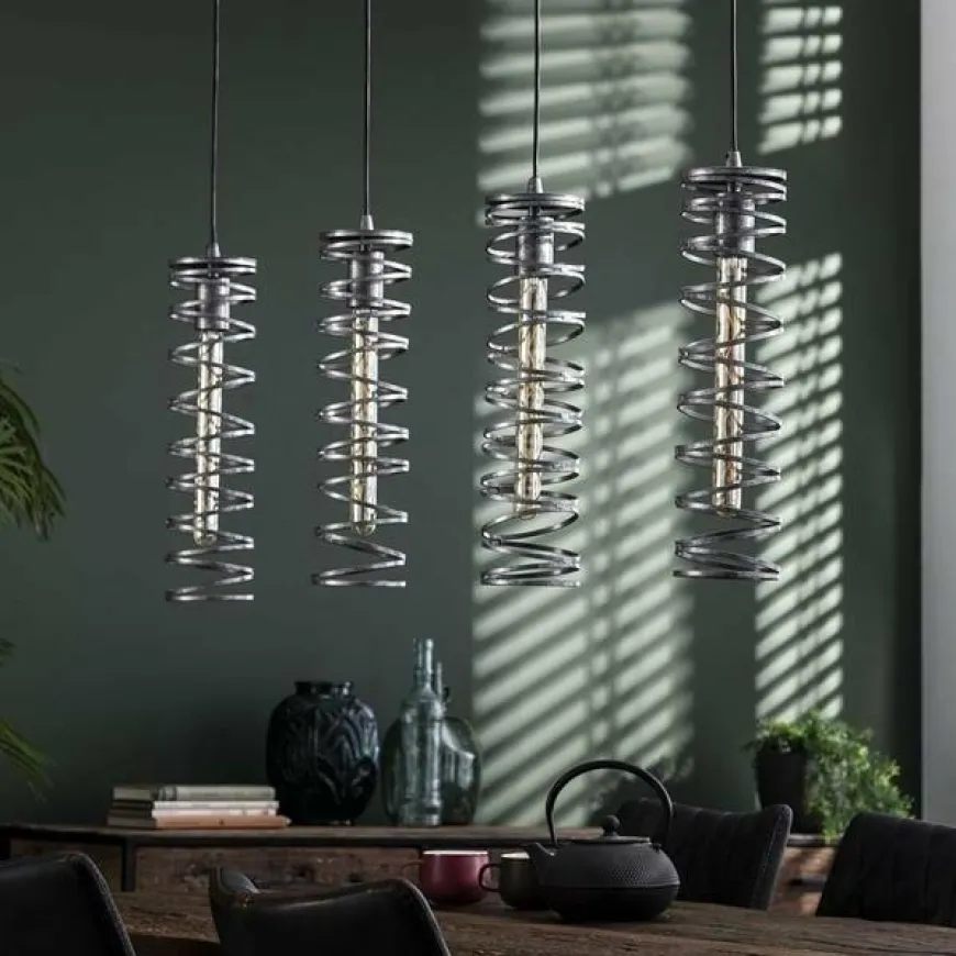 WoonStijl Hanglamp 4L spiral / Burned zilverkleurig