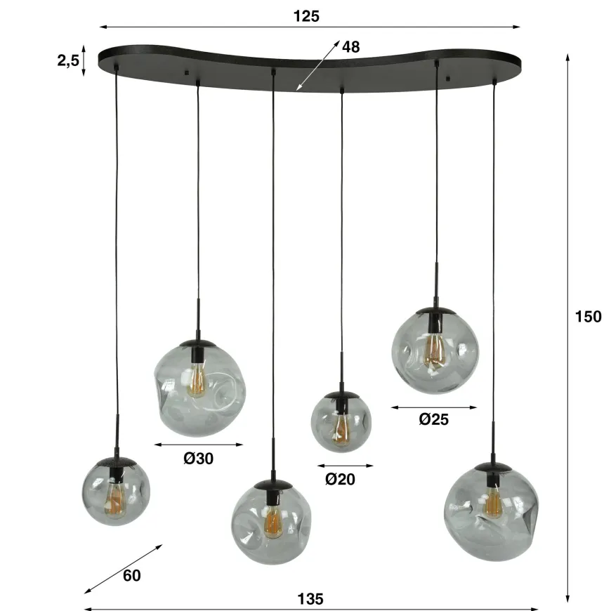 WoonStijl Hanglamp 6L Stellar Black