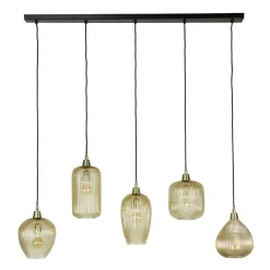 WoonStijl Hanglamp 5L stripe glass mix
