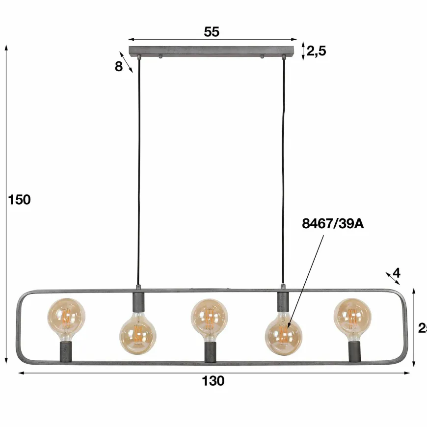 WoonStijl Hanglamp 5L strip