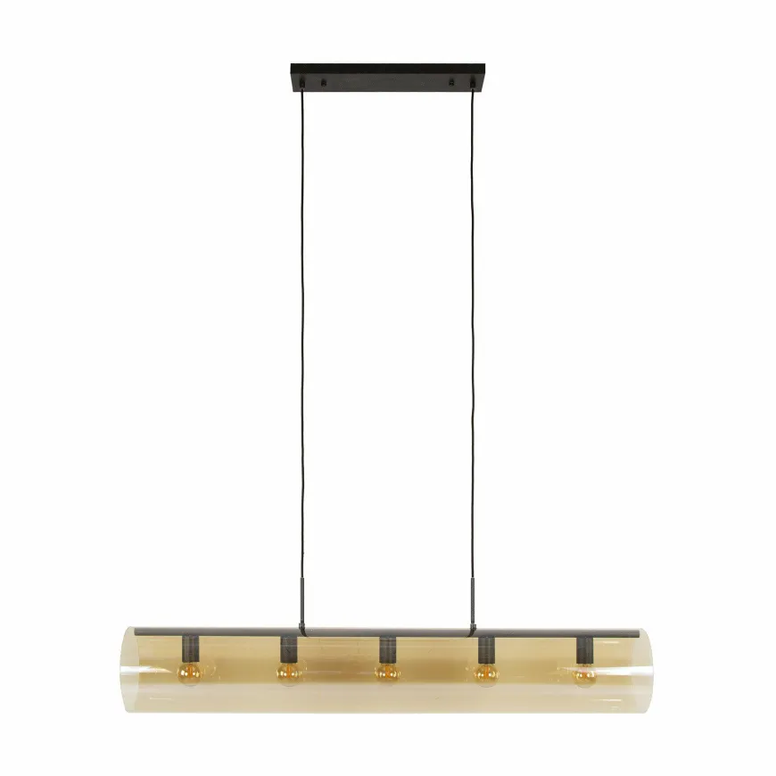 WoonStijl Hanglamp 5L tube amber glas