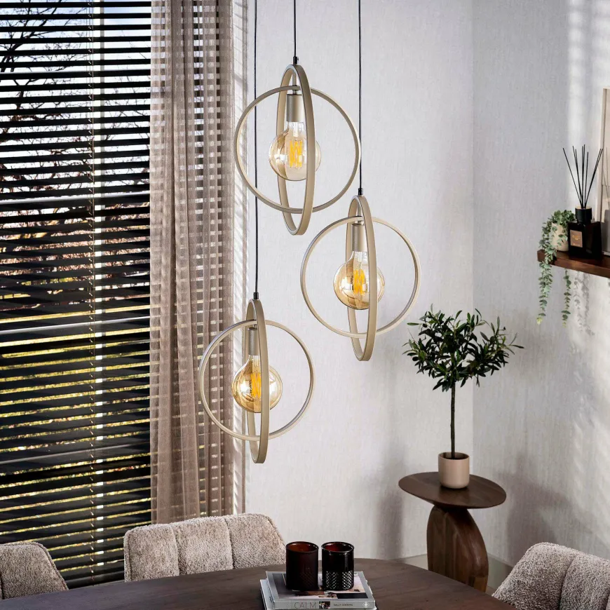 WoonStijl Hanglamp 3L Turn around getrapt beige