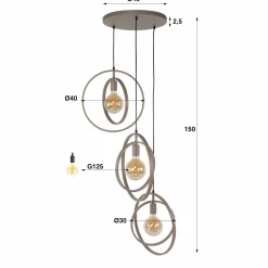 WoonStijl Hanglamp 3L Turn around getrapt beige