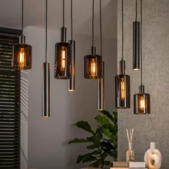 WoonStijl Hanglamp Sepiora 5+4-lichts Sienna bruin