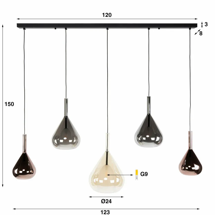 WoonStijl Hanglamp Wings 5-lichts