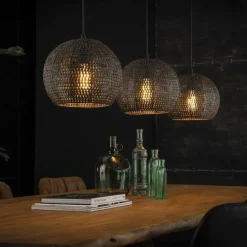 WoonStijl Hanglamp 3x armor half rond / Zwart bruin