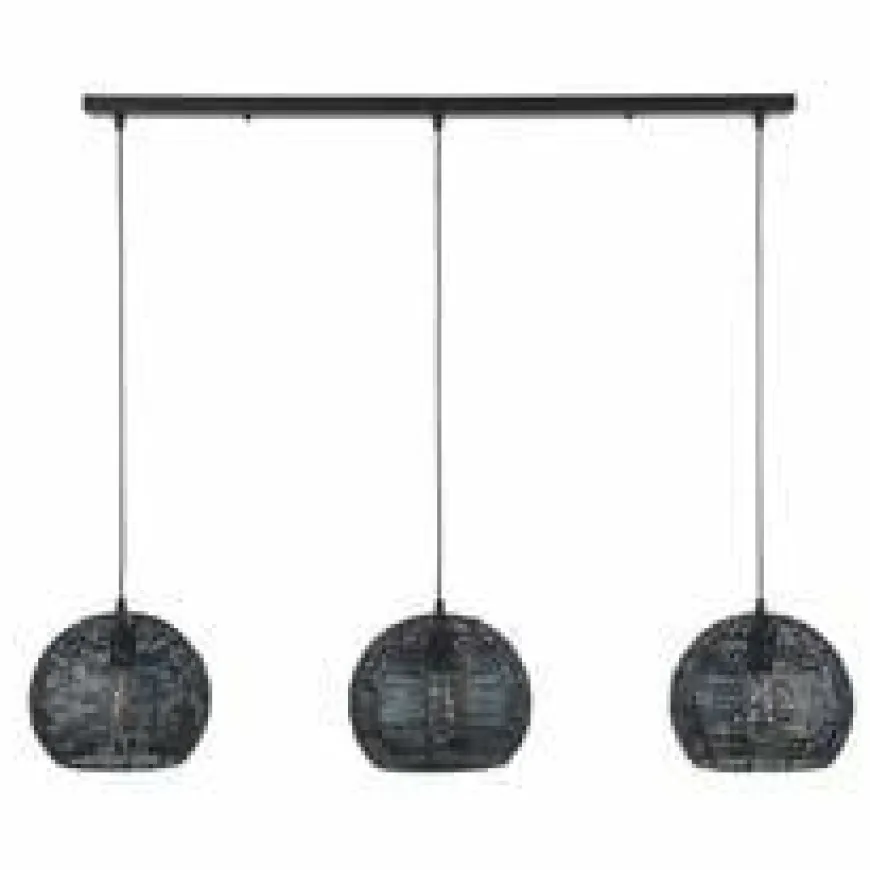 WoonStijl Hanglamp 3x armor half rond / Zwart bruin