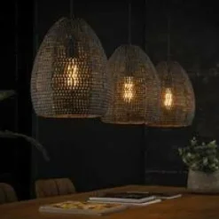 WoonStijl Hanglamp 3x armor ovaal / Zwart bruin