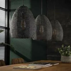 WoonStijl Hanglamp 3x armor ovaal / Zwart bruin