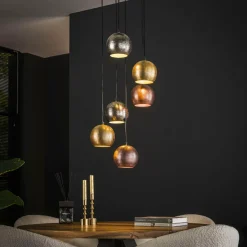 WoonStijl Hanglamp 6x bol getrapt metal print