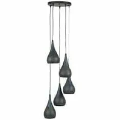 WoonStijl Hanglamp 5x getrapt punch / Zwart bruin
