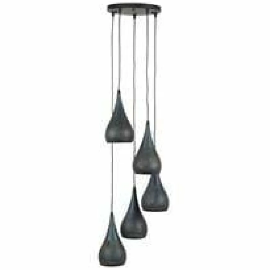 WoonStijl Hanglamp 5x getrapt punch / Zwart bruin