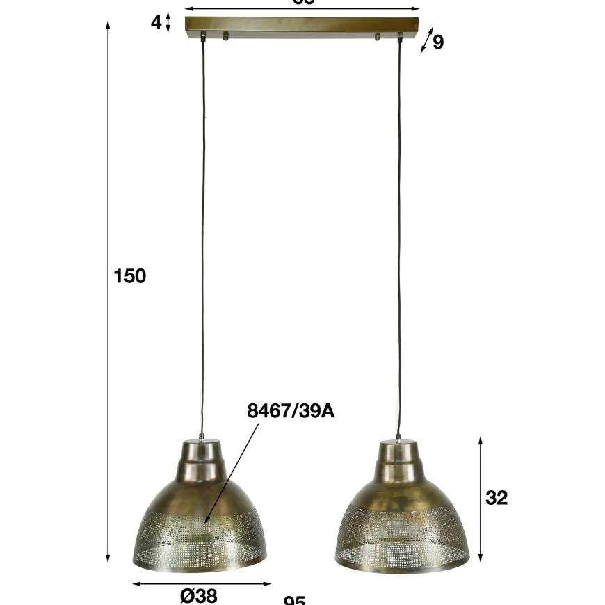 WoonStijl Hanglamp 2xØ38 screen
