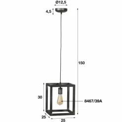 WoonStijl Hanglamp 25x25 vierkante buis / Zilver
