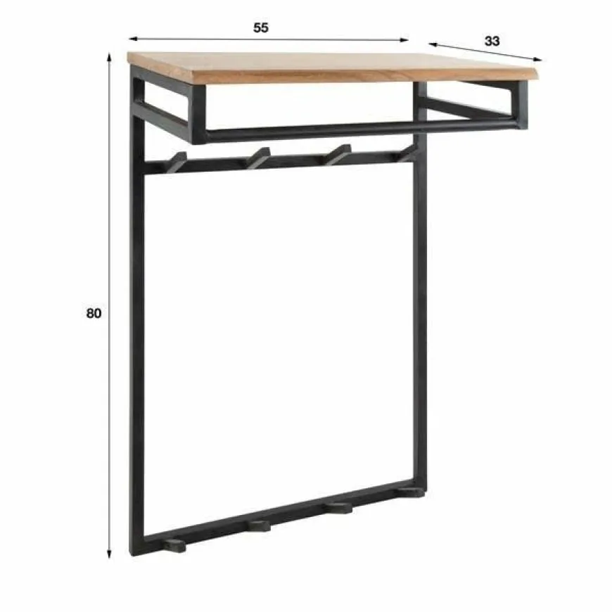 WoonStijl Kapstok Custom hoog 2x4 haken 55 cm