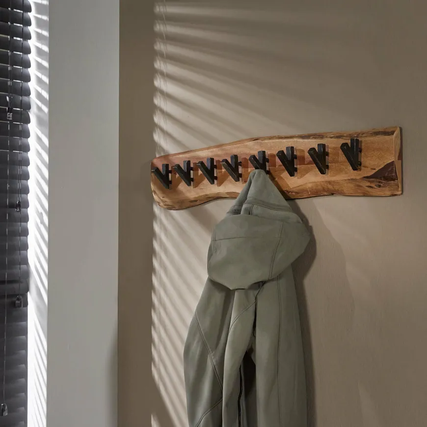 WoonStijl Kapstok edge 8 haken / Massief acacia naturel