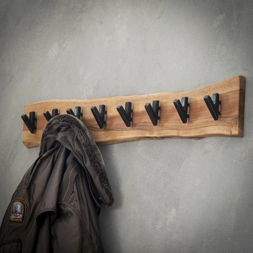 WoonStijl Kapstok edge 8 haken / Massief acacia naturel