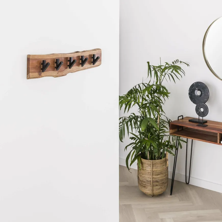 WoonStijl Kapstok edge 5 haken / Massief acacia naturel
