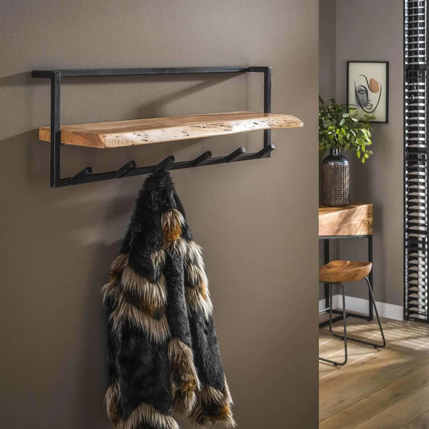 WoonStijl Kapstok edge 6 hakenplank / Massief acacia naturel