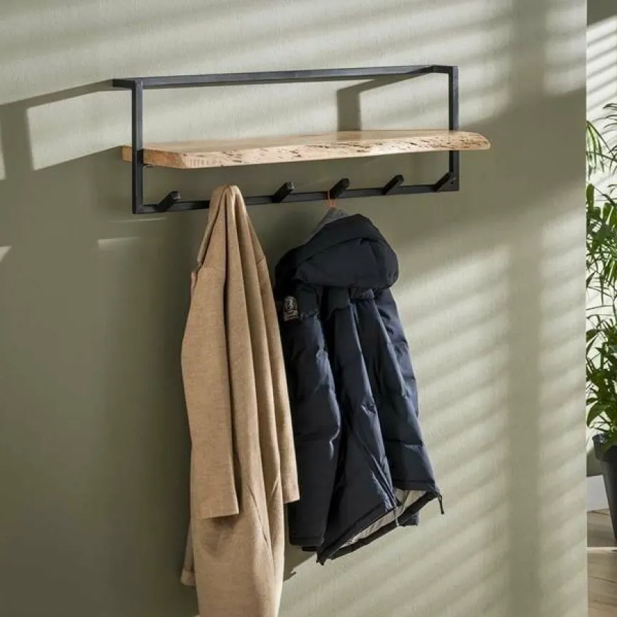 WoonStijl Kapstok edge 6 hakenplank / Massief acacia naturel