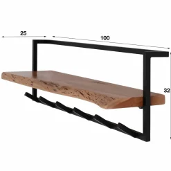 WoonStijl Kapstok edge 6 hakenplank / Massief acacia naturel