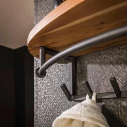 WoonStijl Kapstok round acacia 8 haken met hoedenplank