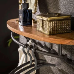 WoonStijl Kapstok round acacia 16 haken met hoedenplank