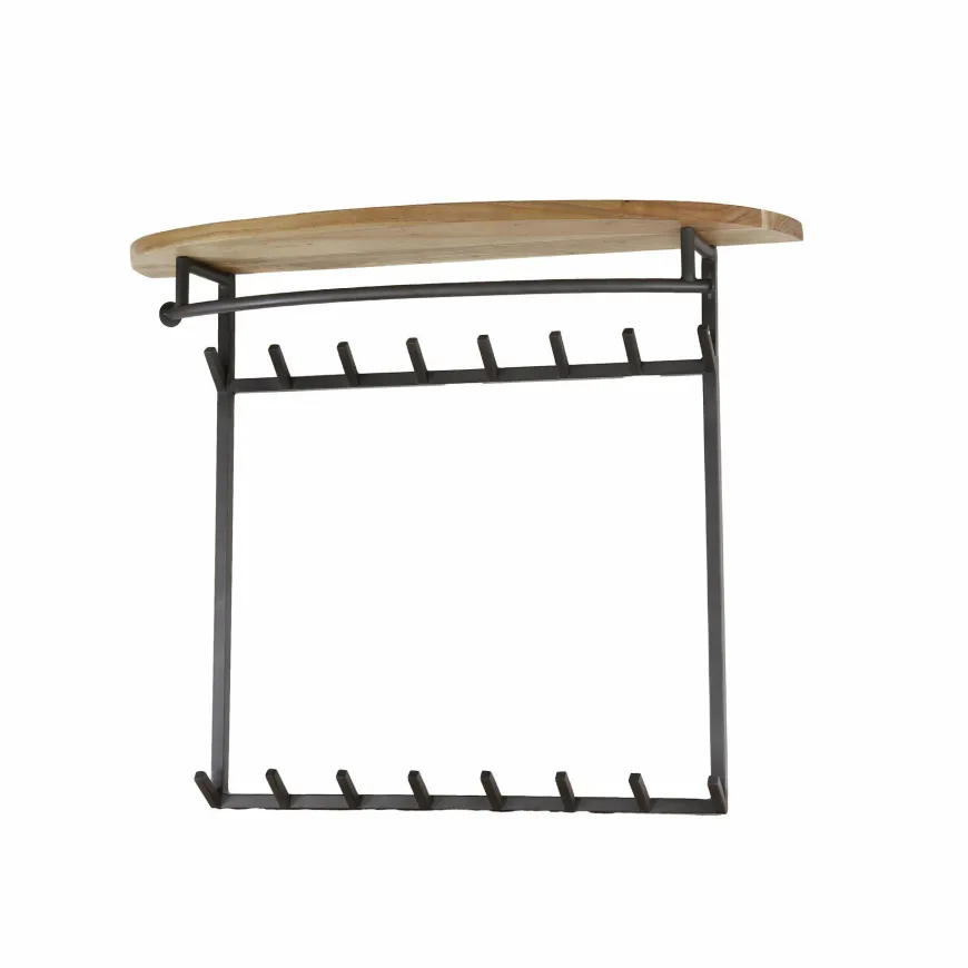 WoonStijl Kapstok round acacia 16 haken met hoedenplank