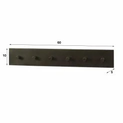 WoonStijl Kapstok Terra 6 haken bruin - 60 cm