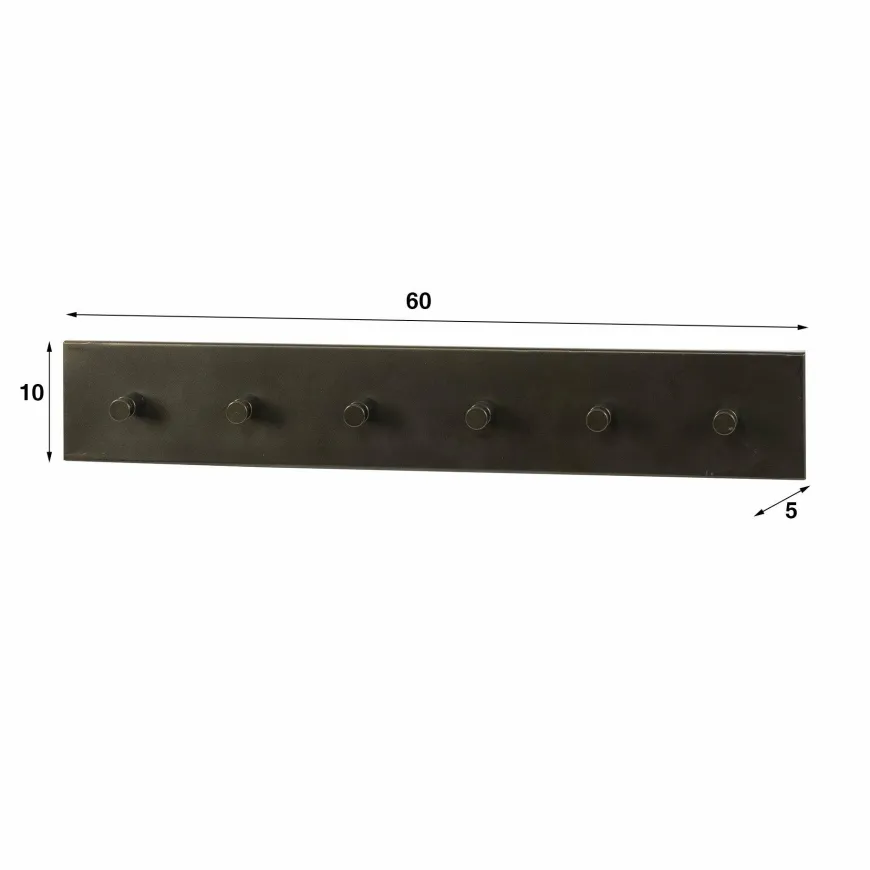 WoonStijl Kapstok Terra 6 haken bruin - 60 cm
