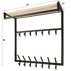 WoonStijl Kapstok Terra hoog roede en hoedenplank 3x7 haken