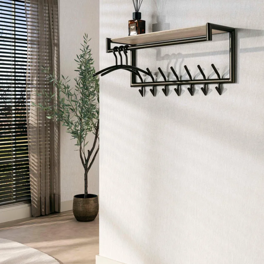 WoonStijl Kapstok Terra roede en hoedenplank 2x7 haken