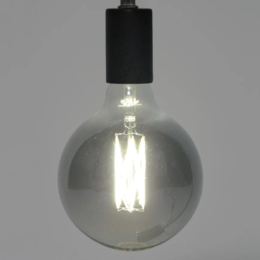 WoonStijl Lichtbron LED filament bol Ø12 5 - E27 6W 2100K 450lm dimbaar / Smoke grey glas